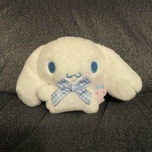 Blue Plaid Bow Cinnamoroll Plush Keychain (4”)